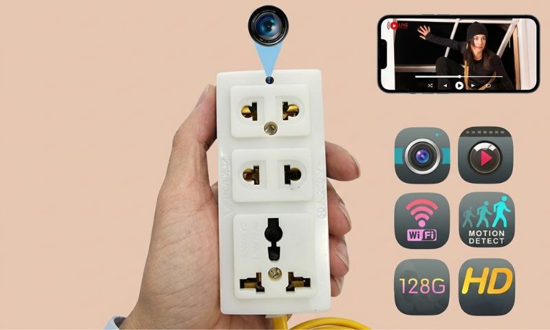 Camera ổ cắm điện chỉ có góc quay cố định